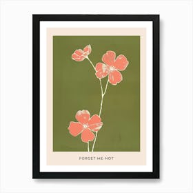 Pink & Green Forget Me Not 1 Flower Poster Art Print