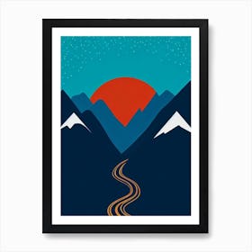 Chamonix, France Modern Illustration Skiing Poster Art Print