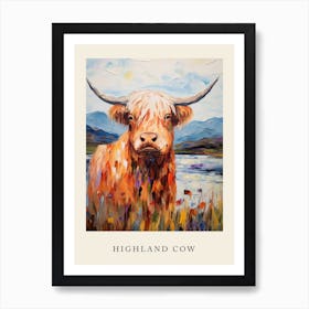 Colourful Impressionism Style Painting Of A Highland Cow Poster 1 Art Print