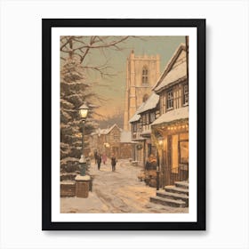 Vintage Winter Illustration Canterbury United Kingdom 1 Art Print