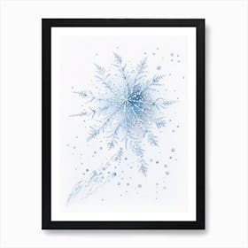 Water, Snowflakes, Pencil Illustration 2 Art Print