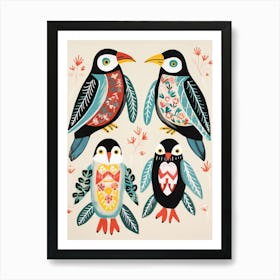 Folk Style Bird Painting Penguin 6 Art Print