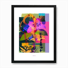 Lobelia 1 Neon Flower Collage Poster Art Print