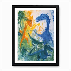 Abstract Group Of Dinosaurs Painting 3 Art Print