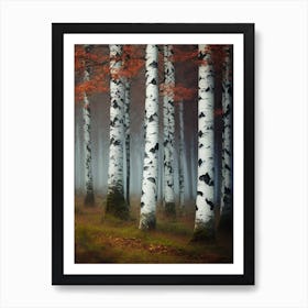 Birch Trees In The Fog 5 Art Print