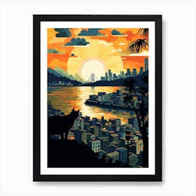 San Francisco, United States Skyline With A Cat 0 Art Print