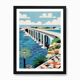 King Fahd Causeway, Saudi Arabia Colourful 4 Art Print