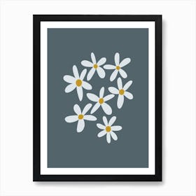 Daisies Navy Art Print