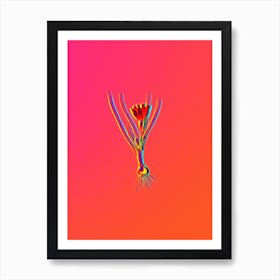 Neon Ixia Filifolia Botanical in Hot Pink and Electric Blue n.0139 Art Print