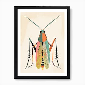 Colourful Insect Illustration Cricket 15 Art Print