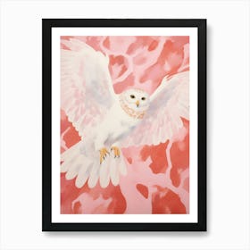 Pink Ethereal Bird Painting Owl 1 Art Print