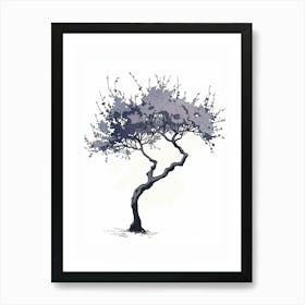 Plum Tree Pixel Illustration 2 Art Print