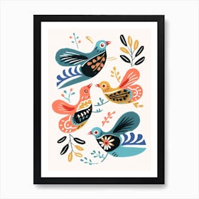 Folk Style Bird Painting Dove 1 Art Print