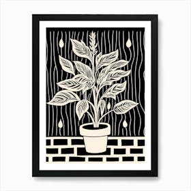 B&W Plant Illustration Cast Iron 2 Art Print