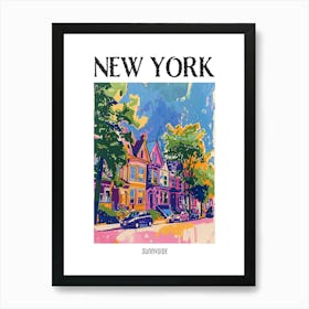 Sunnyside New York Colourful Silkscreen Illustration 4 Poster Art Print