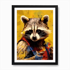 A Wrestling Raccoons In The Style Of Jasper Johns 4 Art Print