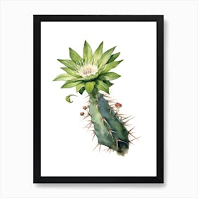 Chamaecereus Silvestrii Cactus Watercolour Drawing 4 Art Print