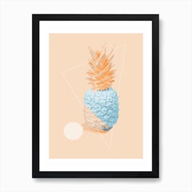 Orange and Neon Blue Pineapple Art Print