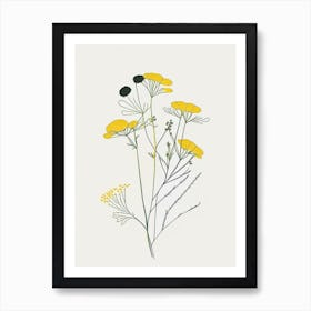 Feverfew Spices And Herbs Minimal Line Drawing 4 Art Print