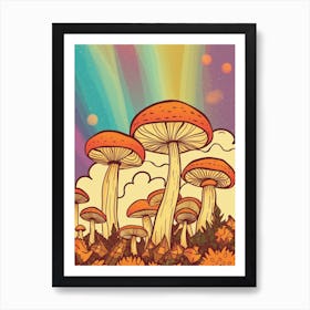 Retro Mushrooms 8 Art Print