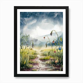 Watercolor Art, Rainy Day Poster