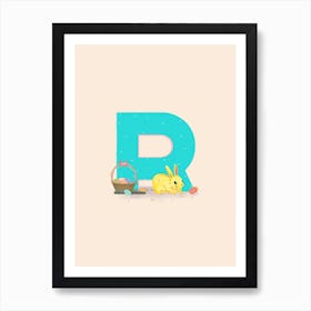 Letter R Rabbit Art Print