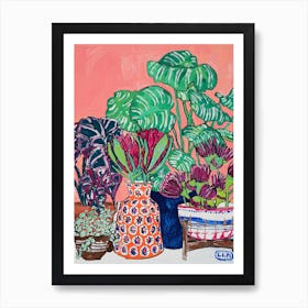 Protea Party Collection Of Vases Art Print
