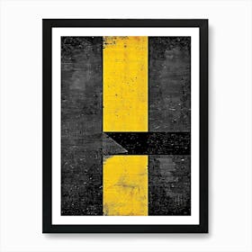 Yellow And Black Road Sign Art Print