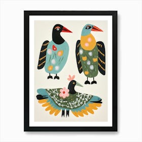 Folk Style Bird Painting Duck 2 Art Print