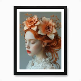 Portrait Of A Girl With Red Hair Art Print