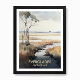 Everglades National Park Watercolour Vintage Travel Poster 1 Art Print