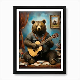 Bear Playing Guitar 4 Art Print