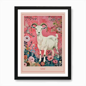 Floral Animal Painting Goat 3 Poster Art Print