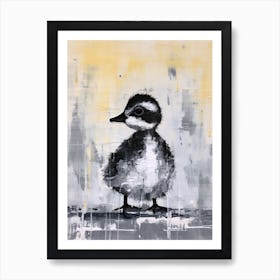 Black & White Impasto Painting Of A Duckling 2 Art Print