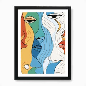 Swirl Line Abstract Face 2 Art Print