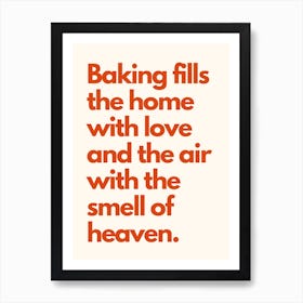 Baking Smell Of Heaven Kitchen Typography Cream Red Art Print