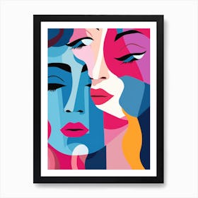 Two Women'S Faces Art Print