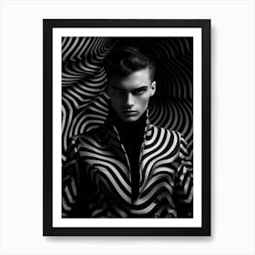 Black And White Striped Man Art Print