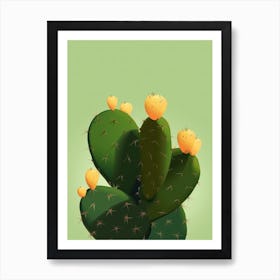 Prickly Pear Cactus Illustration 4 Poster