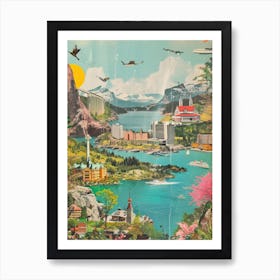 Sweden   Retro Collage Style 2 Art Print