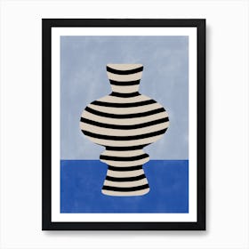 Blue Striped Vase Art Print