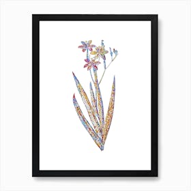 Stained Glass Blackberry Lily Mosaic Botanical Illustration on White n.0357 Art Print