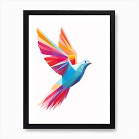 Colourful Geometric Bird Dove 2 Art Print