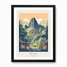 Machu Picchu   Cusco, Peru   Cute Botanical Illustration Travel 1 Poster Art Print