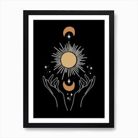 Hands Celestial Offering Dark Art Print