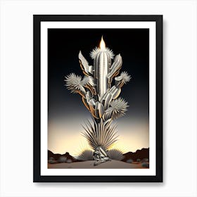 Silver Torch Joshua Tree Vintage Botanical Line Drawing  (3) Art Print