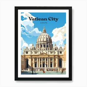 Vatican City Europe Architecture Modern Travel Illustration Art Print