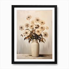 Zinnia, Autumn Fall Flowers Sitting In A White Vase, Farmhouse Style 2 Art Print