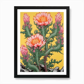 Mexican Style Cactus Illustration Austrocylindropuntia Subulata Cactus 2 Art Print