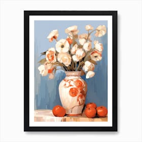 Poppy Flower And Peaches Still Life Painting 2 Dreamy Art Print